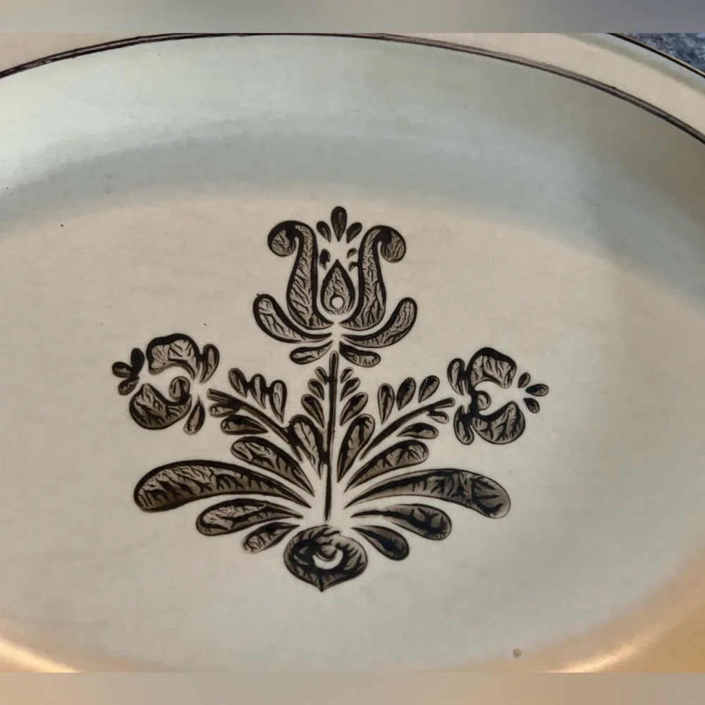 Vintage Pfaltzgraff  Elegant Cream and Brown Oval Platter